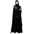 Designer double layered abaya with embroidery work- Black Designer double layered abaya with embroidery work- Black